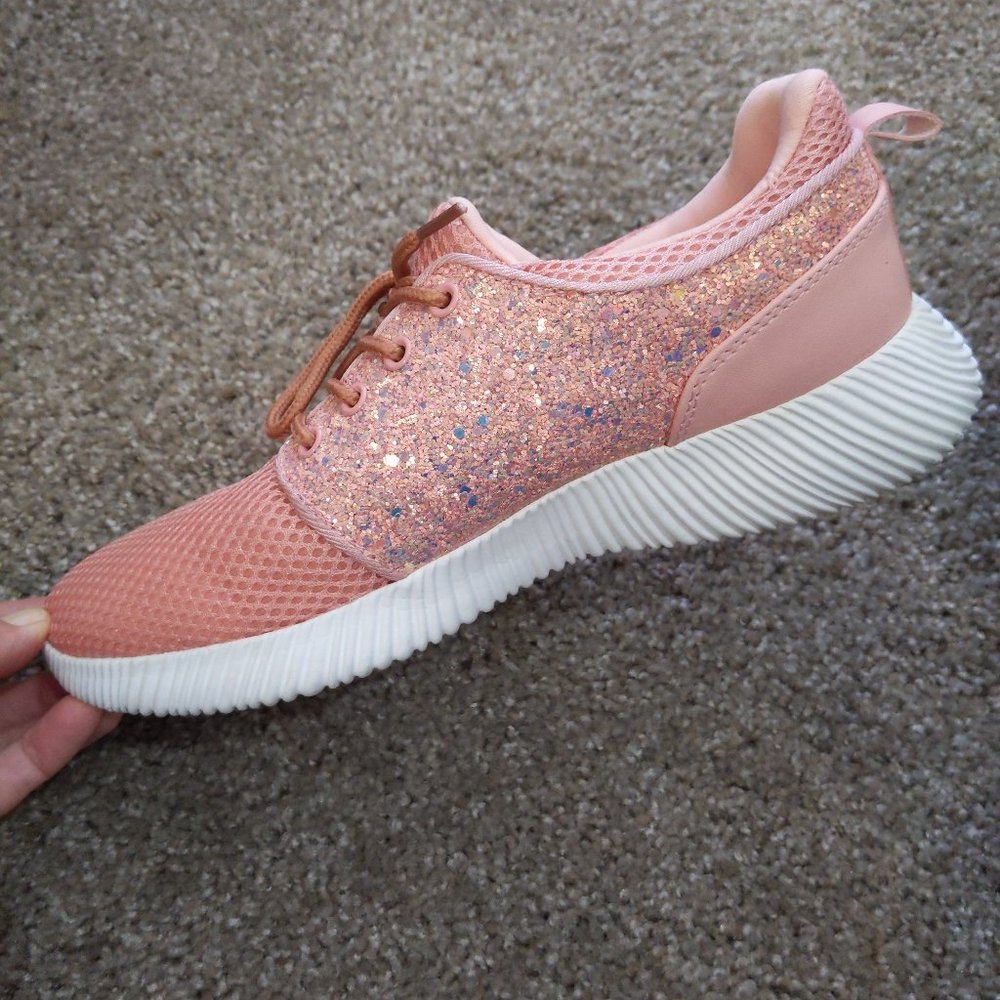Peach glitter sneakers